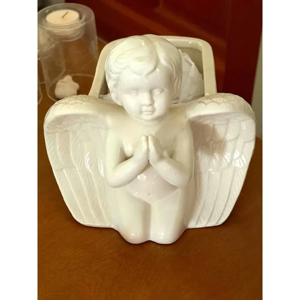 Vintage Angel Cherub Ceramic Planter Vase